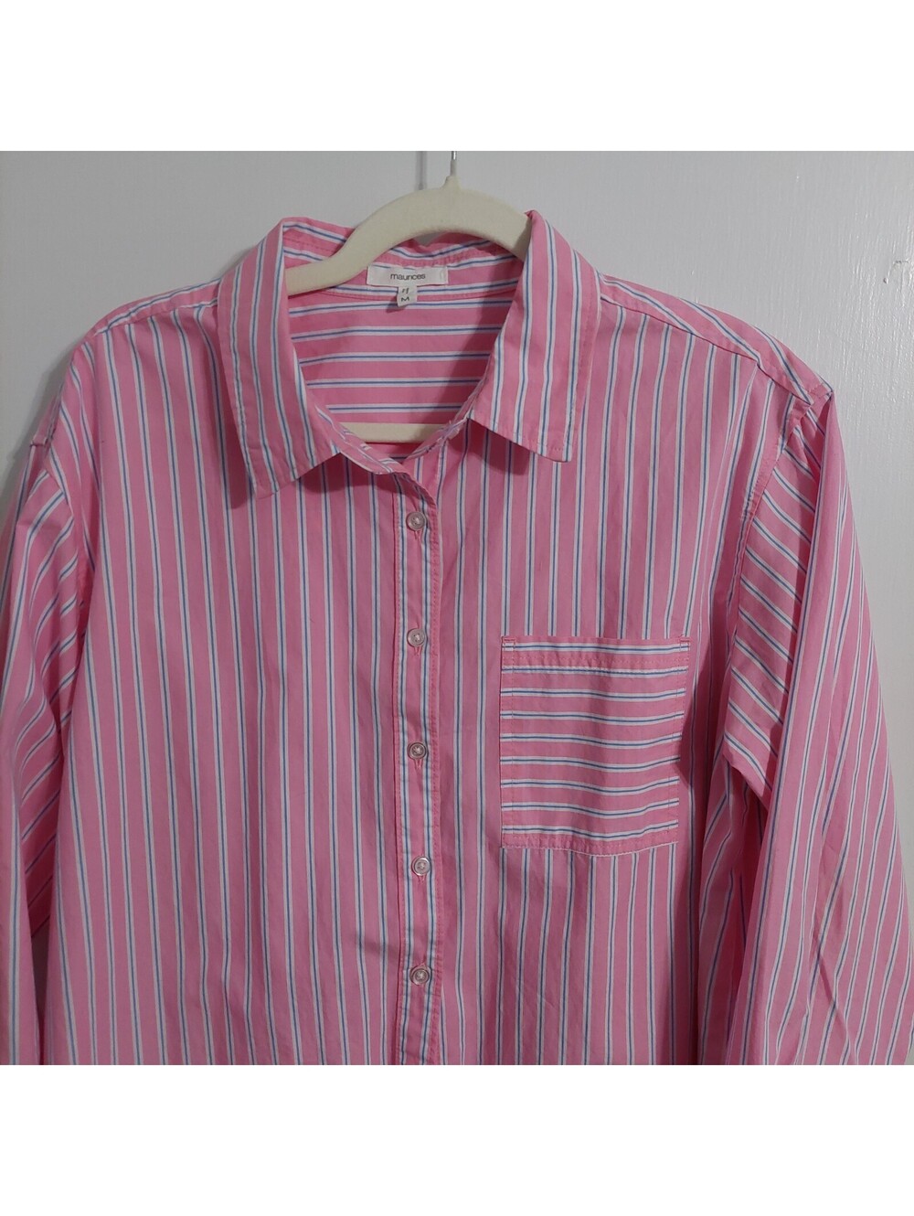 Maurices Pink Striped Button-Up Shirt, Size M